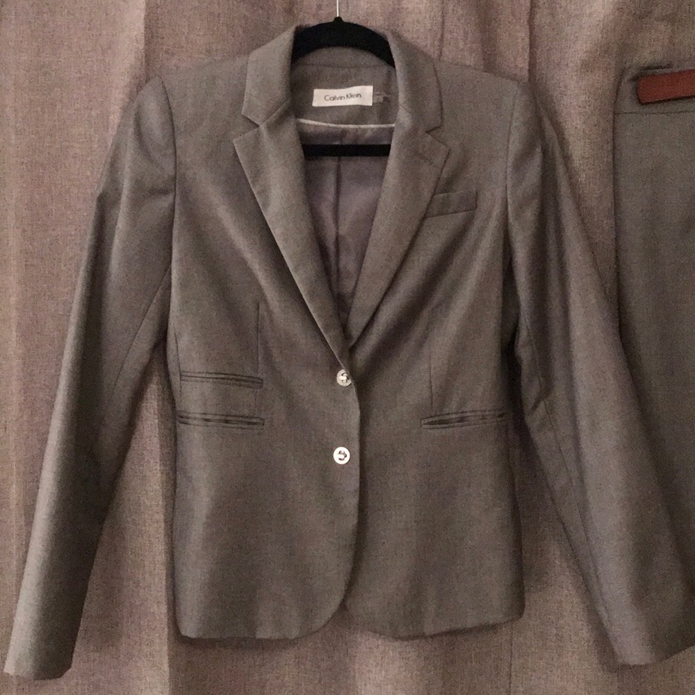 Gray skirt suit